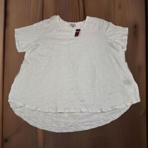 Avenue 22/24 Blouse Womens 22/24 White Short Sleeve Tunic Shirt Boho Stretch NWD